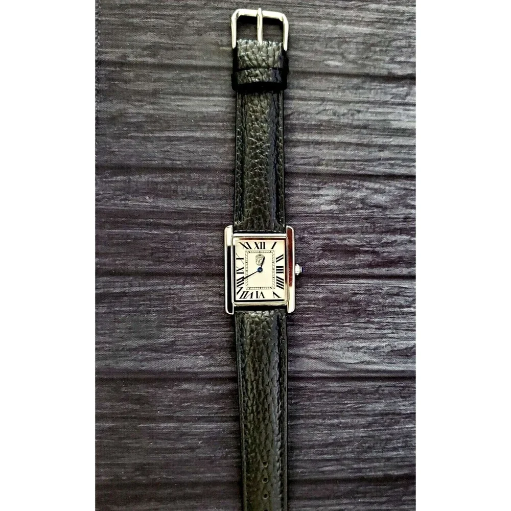 Pierre Lucerne 1888 Must Tank Style Swiss Inspired Classic Mens Watch Black Band
